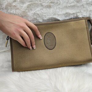 YSL  Beige PVC Makeup Clutch